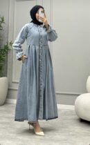 Denim Elegance Midi Dress