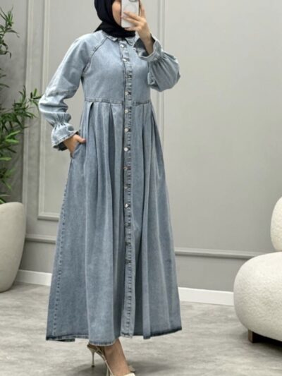 Denim Elegance Midi Dress