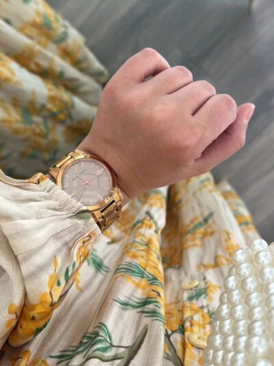 * Beige floral dress